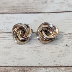 Vintage Clip On Earrings 0.75" Swirl Like - Some Rust